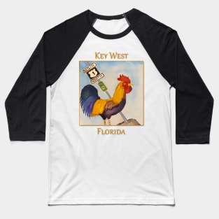 Key West Rooster add Mile Marker 0, Florida Baseball T-Shirt